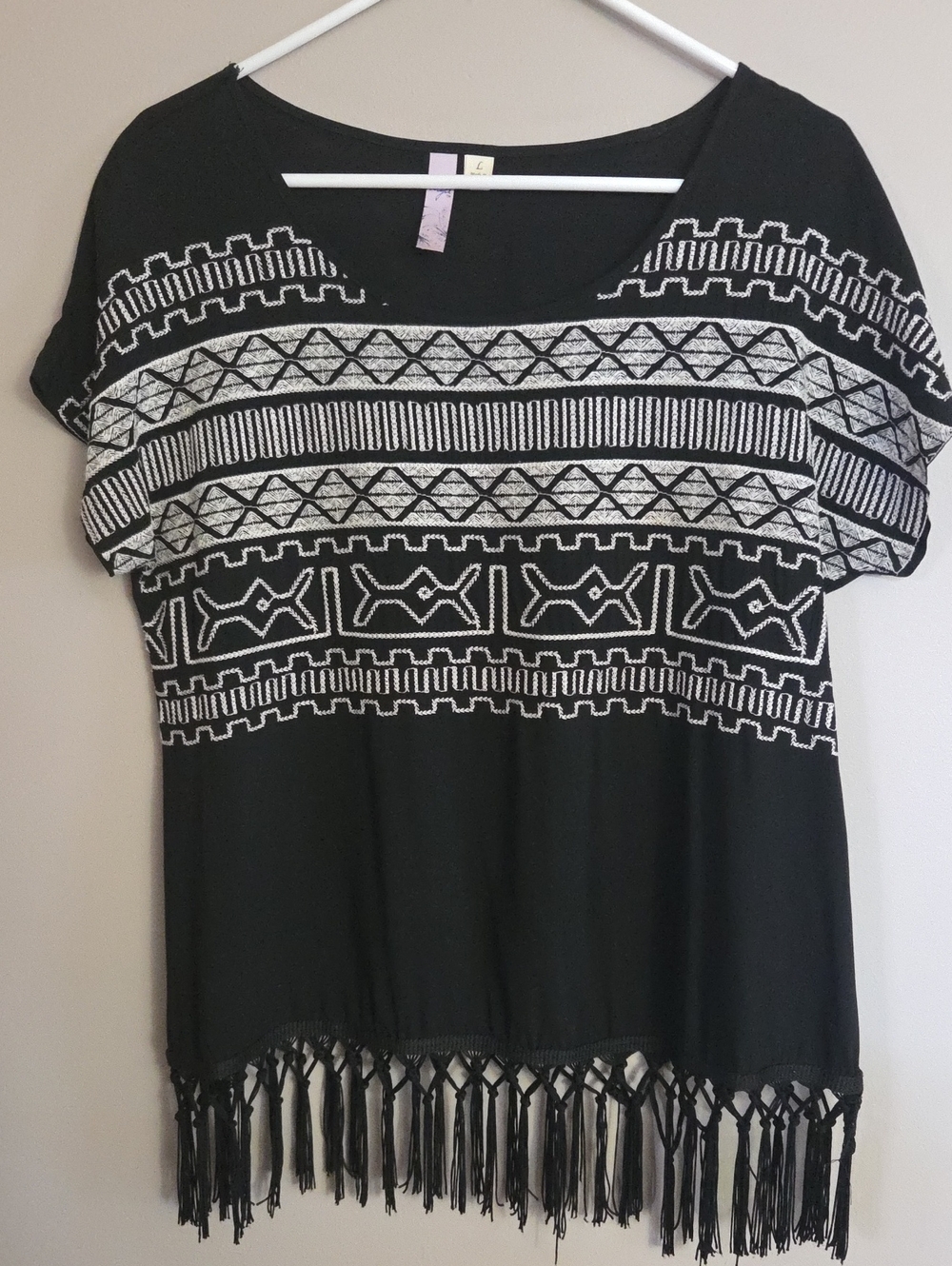 Alya Black Rayon Top with White Trim